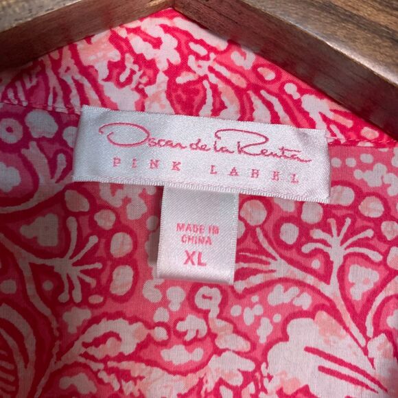 Oscar de la Renta Pink Label Pink Button Down Pajama Top Size XL - Picture 7 of 12